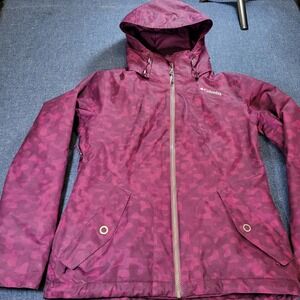 Columbia Omni-Heat Omni-Tech Purple Camo Ski Jacket Womens Medium Waterproof